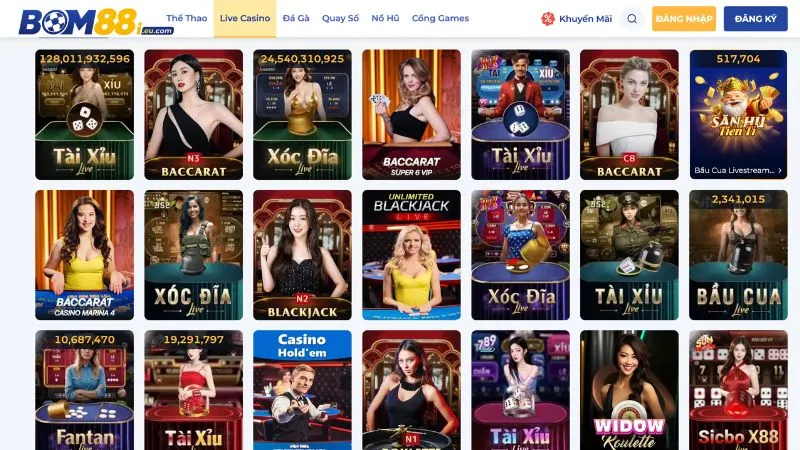 BOM88 mang đến không gian casino trực tuyến chân thực