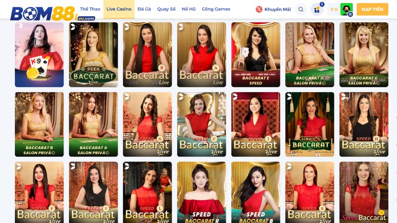 Live Casino tại BOM88 thu hút nhờ trò chơi đa dạng
